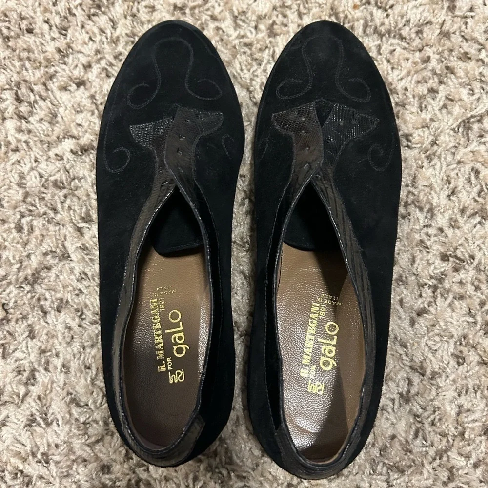 R Martegani For Galo Italy Men Leather Suede Oxford Dress Shoes Black 9 1/2